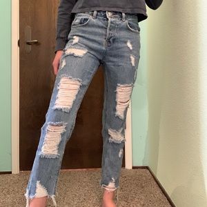 Ripped mom jeans